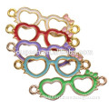 drip oil gold plated heart shape glasses shape connector fashion charm